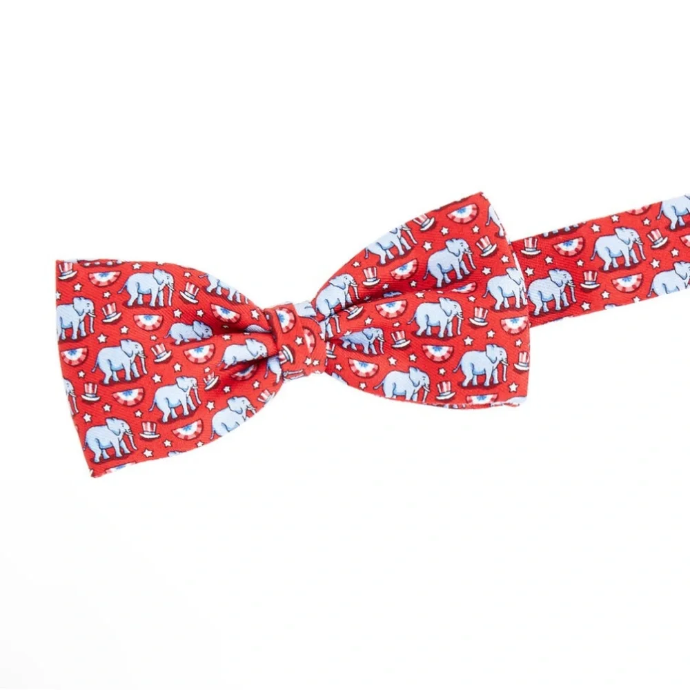 NEW Vineyard Vines Boys Bow Tie - Elephant Red White Blue Silk Pre Tied NWT